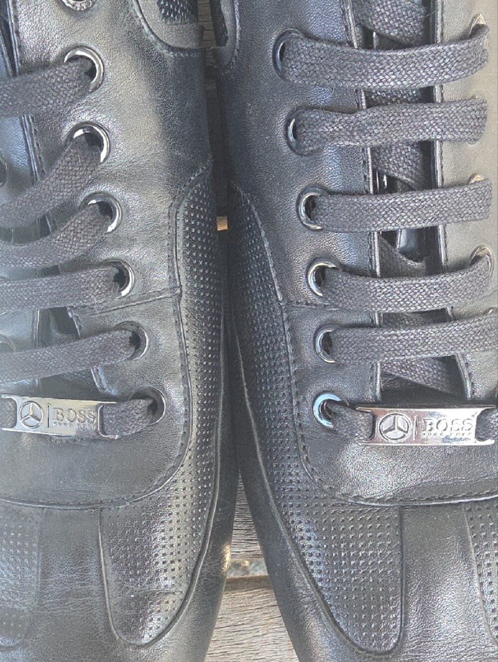 Hugo Boss Mercedes Men's Black Formula 1 F1 Leather Sneakers - Size 43 (US - 10) - Picture 4 of 14